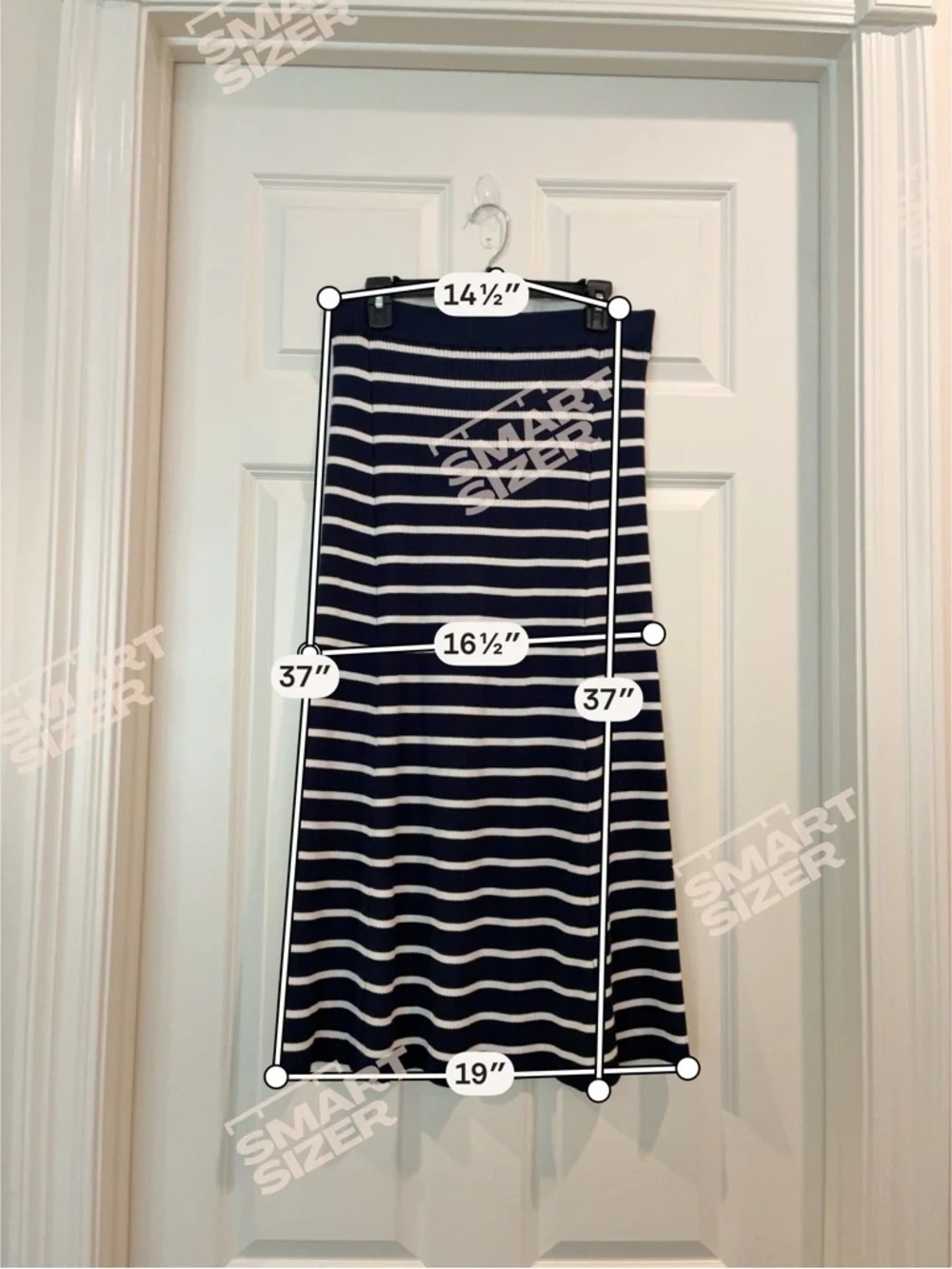 LOFT Navy and White‎ Striped Ribbed Sweater
